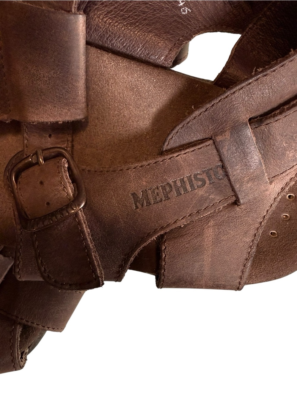 Title: Mephisto Brown Leather Fisherman Gladiator Comfort Sandals EU 46 US 12 - Picture 5 of 7